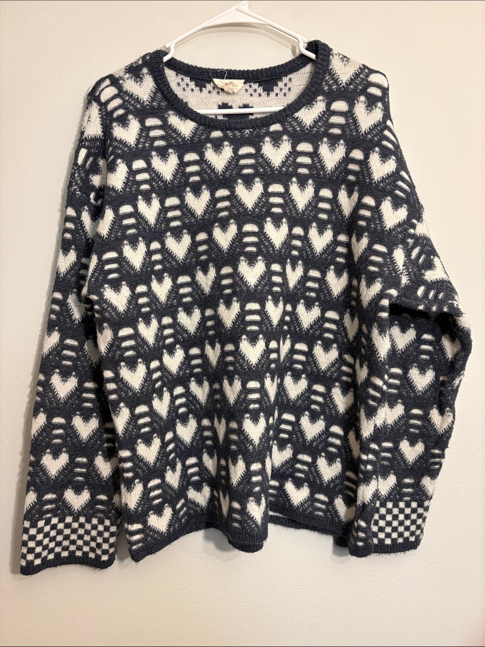 Cozy Navy & White Heart Pattern Sweater